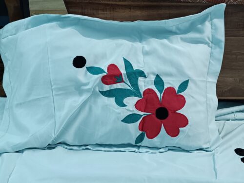 Bedsheet with Applique Embroidery - Center Flower - BS-APLEMB-C1O4-DN01 - Image 3